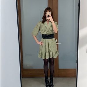 Green silk vintage dress